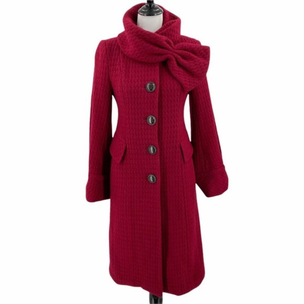 Nanette Lepore Kiss me burgundy coat US 10
